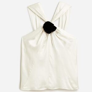 J. Crew Collection rosette halter top in luster crepe